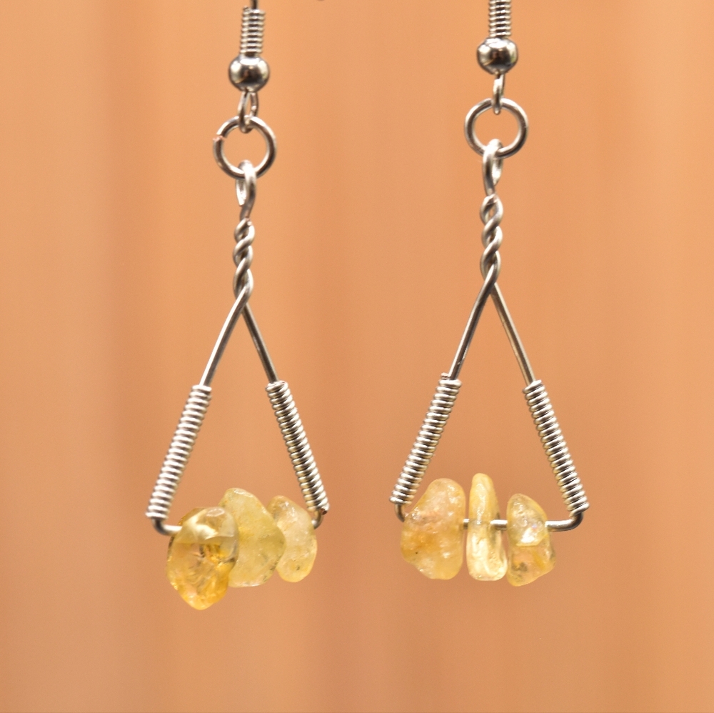 Citrine earrings, beautiful hand-made wire wrapped